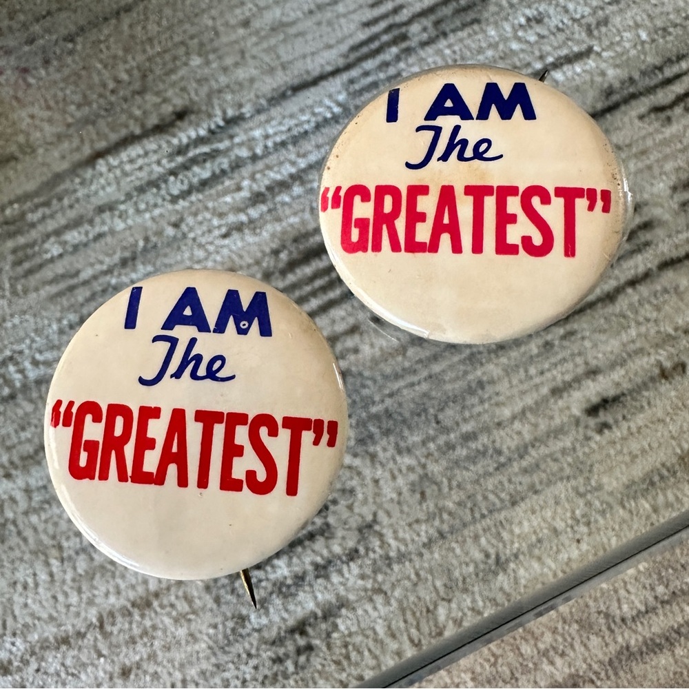 Muhammed Ali Cassius Clay Vintage 1960s I am The Greatest Pin back button badge